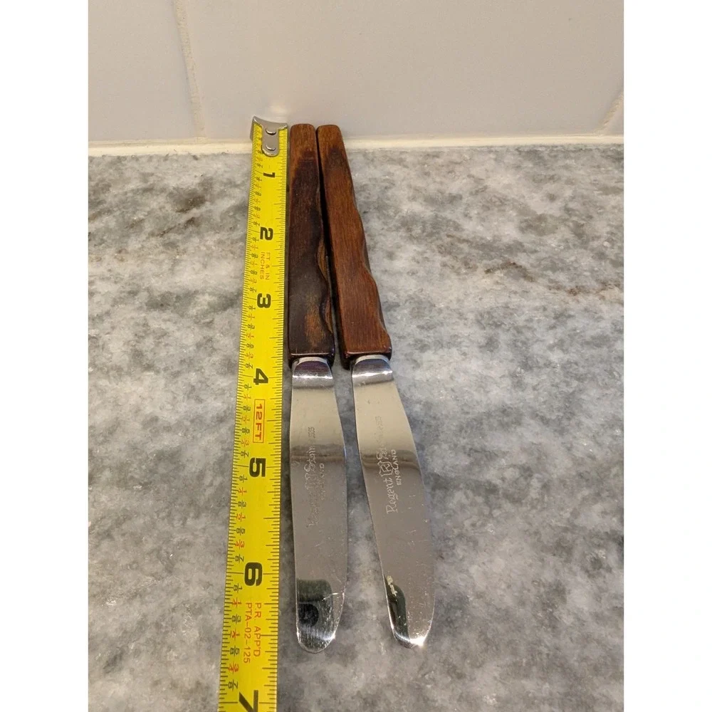 Regent‎ Stainless Knives w/ Decorative Wood Handle Flatware 6.5in 2Pc Set